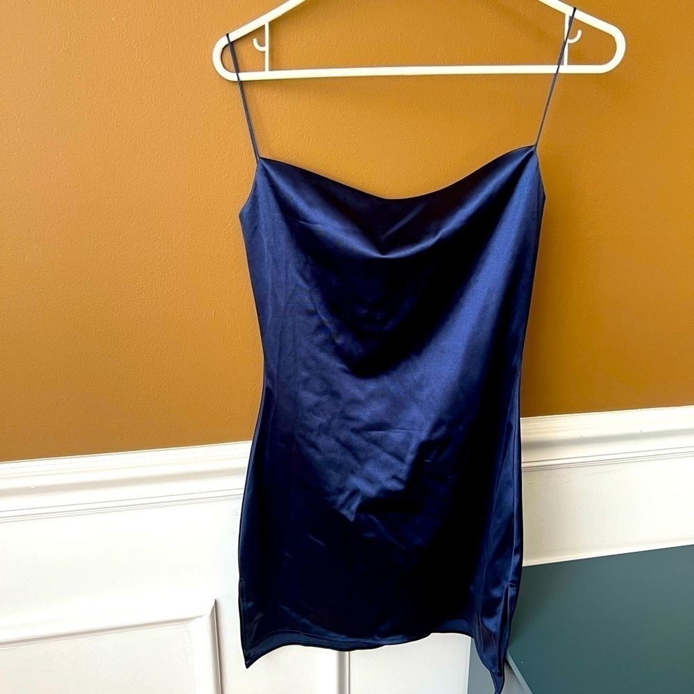 ZAFUL FOREVER YOUNG Womens Navy Slip Dress Size 4 Mini Sexy Date Night Cocktail